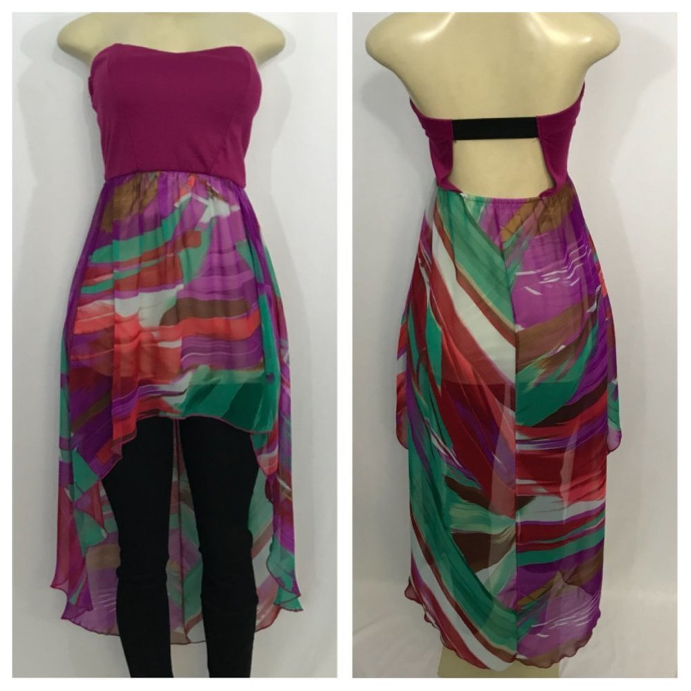 Purple Tunic With Green Print Small